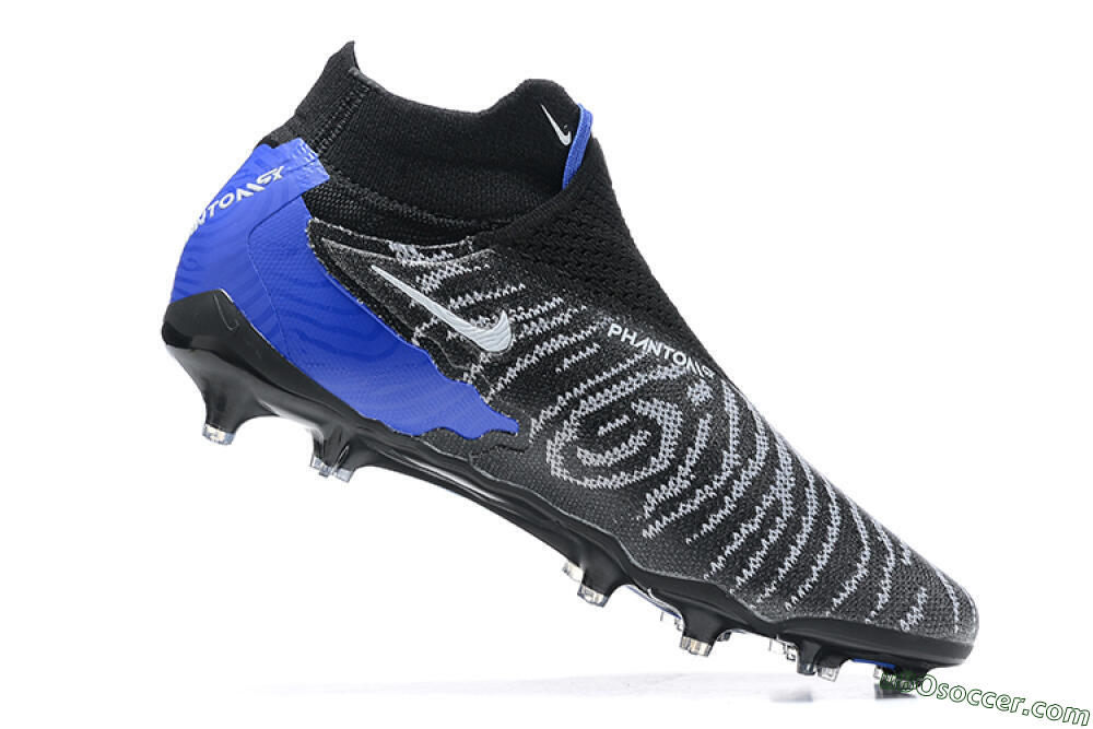 Nike Phantom GX Elite DF Link FG Firm Ground Soccer Cleats - Black/White/Blue 6