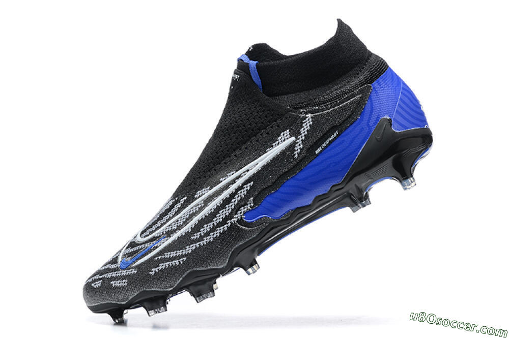 Nike Phantom GX Elite DF Link FG Firm Ground Soccer Cleats - Black/White/Blue 7