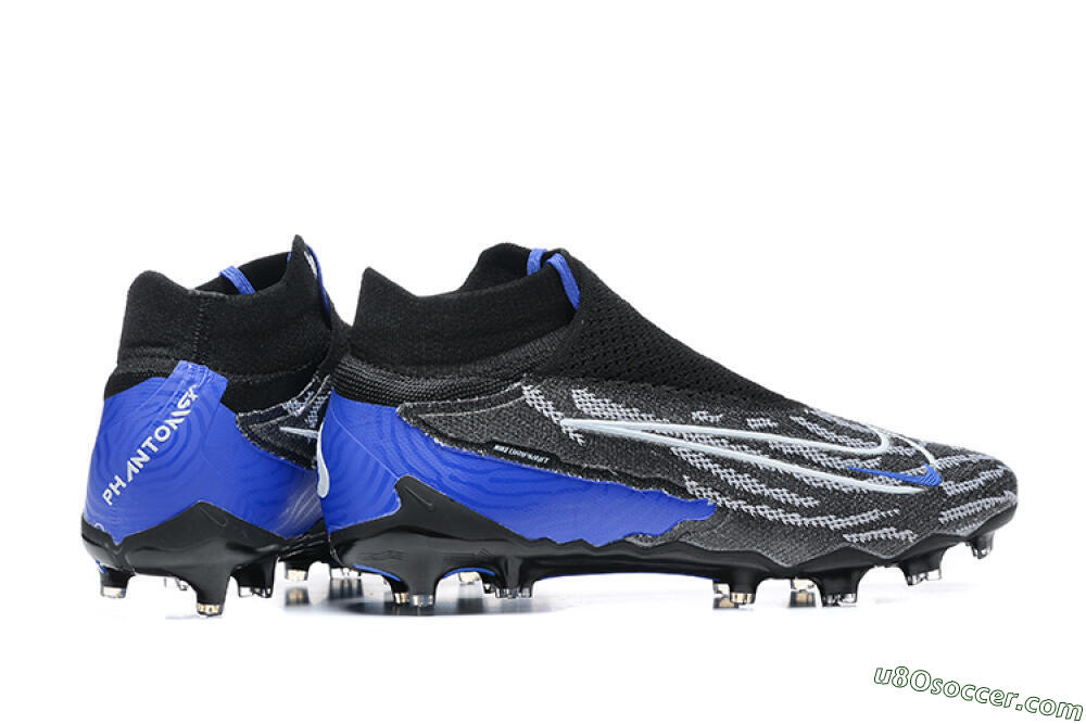 Nike Phantom GX Elite DF Link FG Firm Ground Soccer Cleats - Black/White/Blue 8
