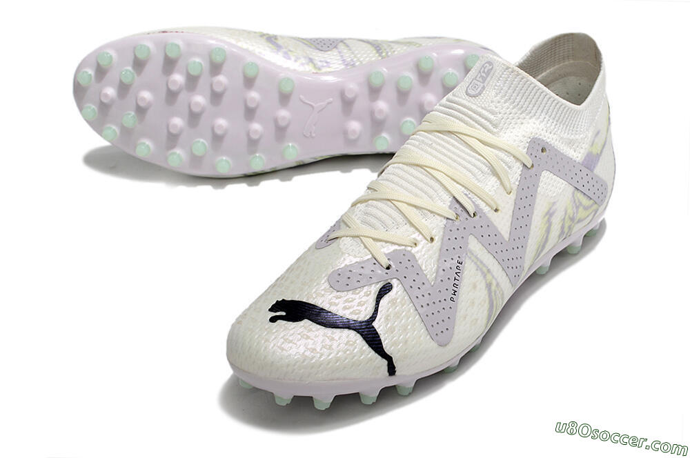 Puma Future Ultimate AG Artificial Grass Soccer Cleats - White/Grey 3