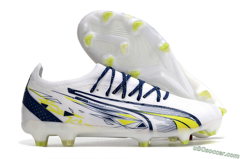 Puma Ultra Ultimate FG Firm Ground Soccer Cleats - White/Blue/Green 1