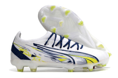Puma Ultra Ultimate FG Firm Ground Soccer Cleats - White/Blue/Green