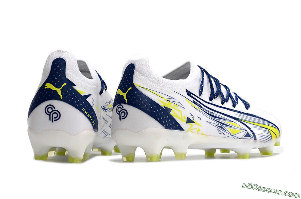 Puma Ultra Ultimate FG Firm Ground Soccer Cleats - White/Blue/Green 6