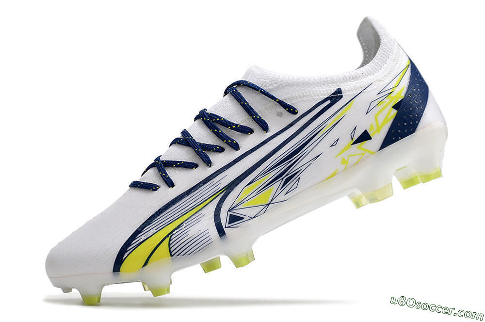 Puma Ultra Ultimate FG Firm Ground Soccer Cleats - White/Blue/Green 5
