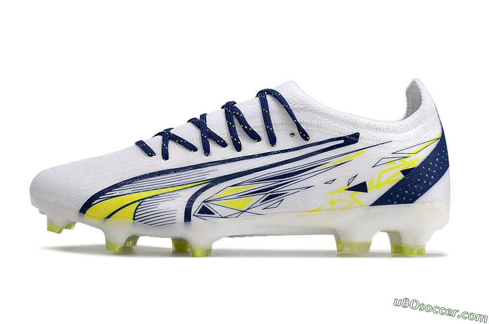 Puma Ultra Ultimate FG Firm Ground Soccer Cleats - White/Blue/Green 2
