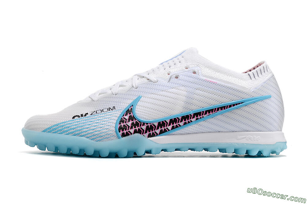 Nike Air Zoom Mercurial Vapor 15 Elite TF Artificial Turf Soccer Shoes - White/Blue/Pink 2