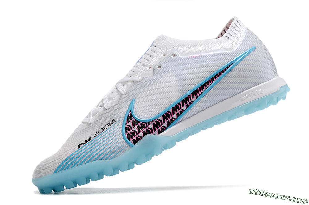 Nike Air Zoom Mercurial Vapor 15 Elite TF Artificial Turf Soccer Shoes - White/Blue/Pink 5