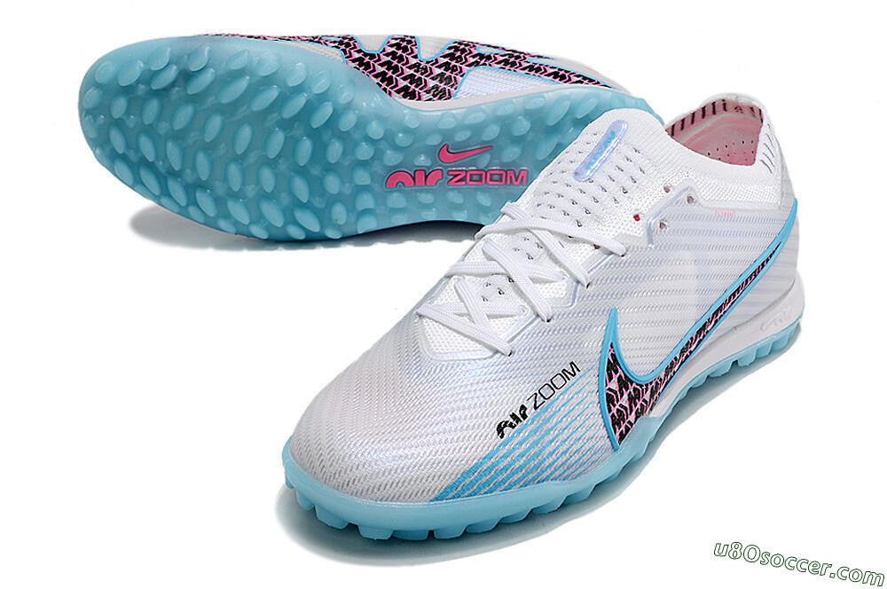 Nike Air Zoom Mercurial Vapor 15 Elite TF Artificial Turf Soccer Shoes - White/Blue/Pink 3