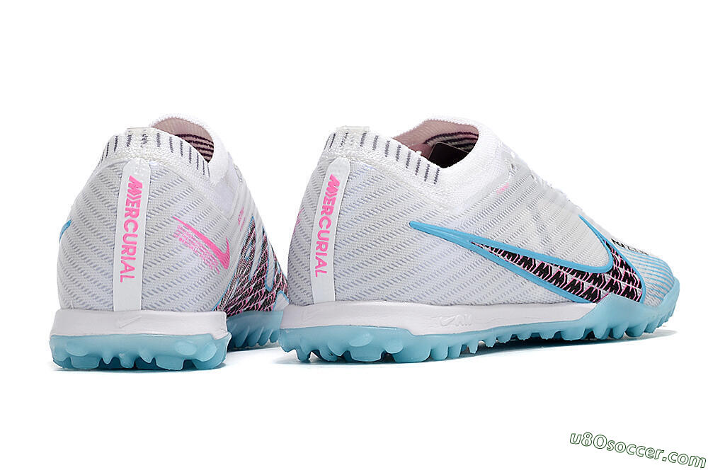 Nike Air Zoom Mercurial Vapor 15 Elite TF Artificial Turf Soccer Shoes - White/Blue/Pink 6