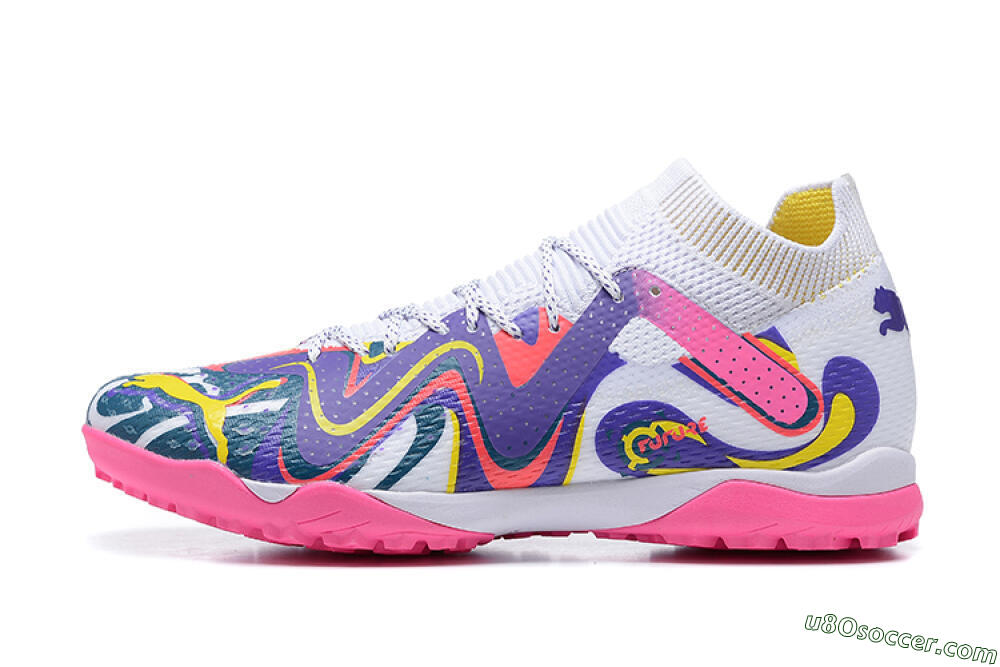 Puma Future Ultimate TF Artificial Turf Soccer Shoes - White/Yellow/Blue/Pink 2