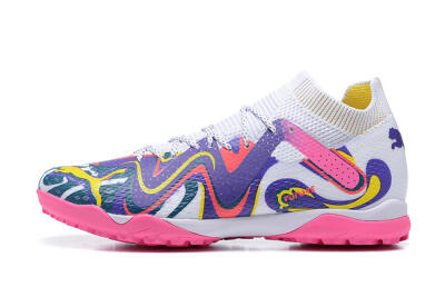 Puma Future Ultimate TF Artificial Turf Soccer Shoes - White/Yellow/Blue/Pink