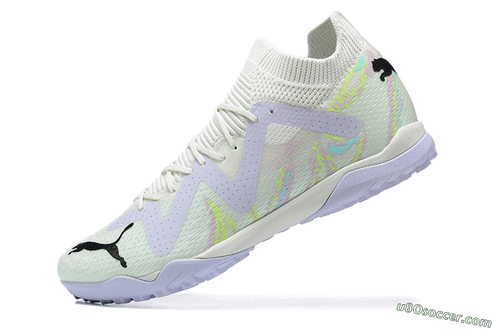 Puma Future Ultimate TF Artificial Turf Soccer Shoes - White/Yellow/Purple/Black 7