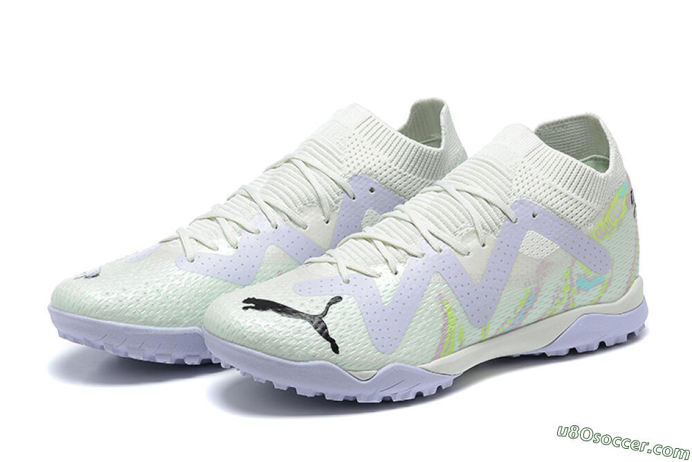Puma Future Ultimate TF Artificial Turf Soccer Shoes - White/Yellow/Purple/Black 9