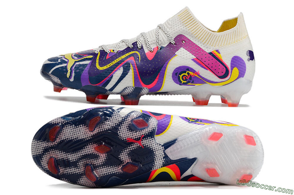 Puma Future Ultimate FG Firm Ground Soccer Cleats - White/Rainbow 0