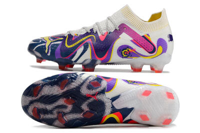 Puma Future Ultimate FG Firm Ground Soccer Cleats - White/Rainbow