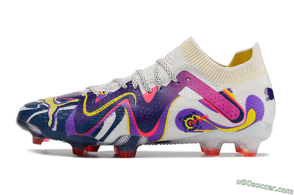 Puma Future Ultimate FG Firm Ground Soccer Cleats - White/Rainbow 2
