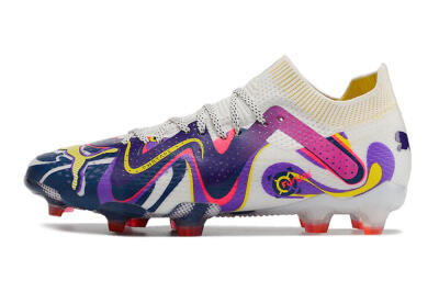 Puma Future Ultimate FG Firm Ground Soccer Cleats - White/Rainbow
