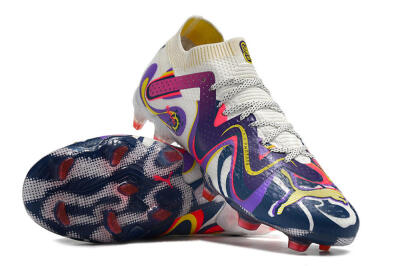 Puma Future Ultimate FG Firm Ground Soccer Cleats - White/Rainbow