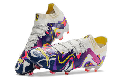 Puma Future Ultimate FG Firm Ground Soccer Cleats - White/Rainbow