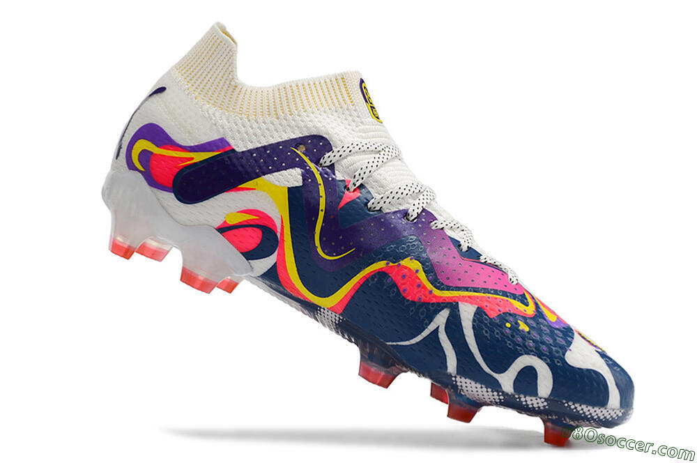 Puma Future Ultimate FG Firm Ground Soccer Cleats - White/Rainbow 6