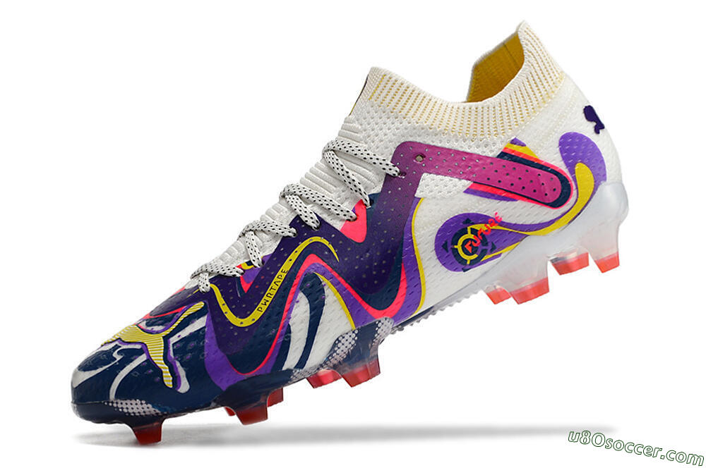 Puma Future Ultimate FG Firm Ground Soccer Cleats - White/Rainbow 7