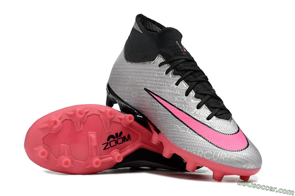 Nike Air Zoom Mercurial Superfly 9 Elite AG Artificial Grass Soccer Cleats - Sliver/Pink/Black 3