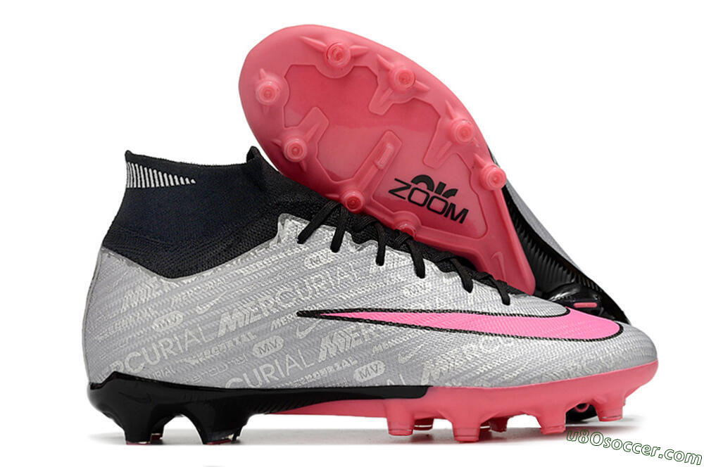 Nike Air Zoom Mercurial Superfly 9 Elite AG Artificial Grass Soccer Cleats - Sliver/Pink/Black 1