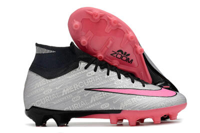Nike Air Zoom Mercurial Superfly 9 Elite AG Artificial Grass Soccer Cleats - Sliver/Pink/Black