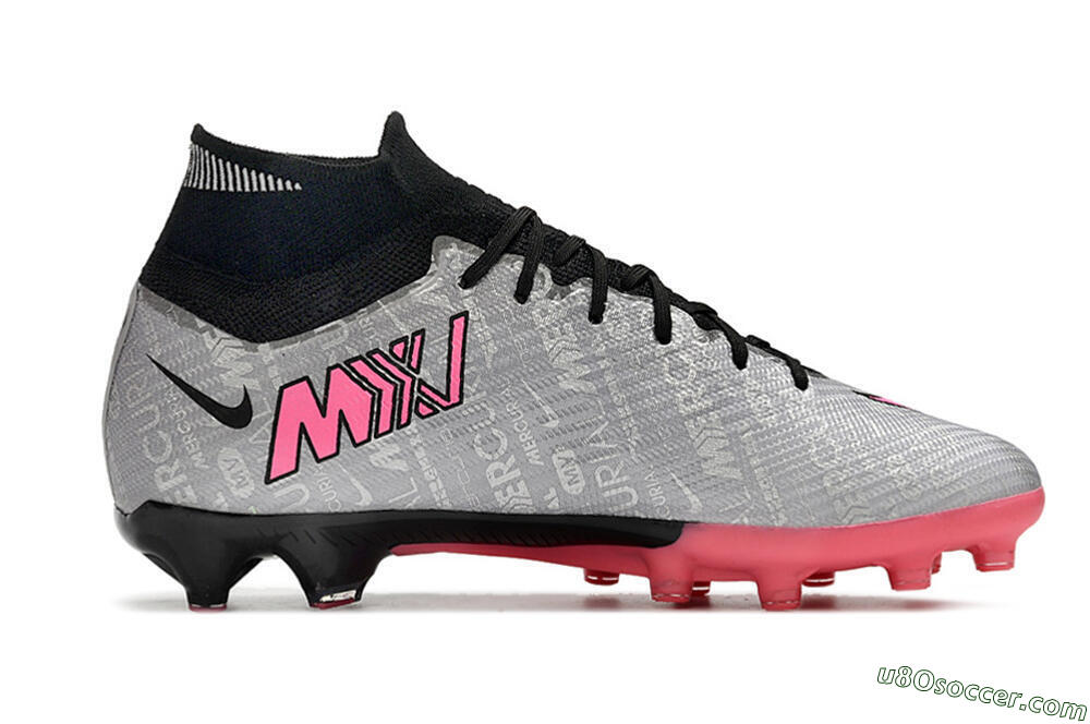 Nike Air Zoom Mercurial Superfly 9 Elite AG Artificial Grass Soccer Cleats - Sliver/Pink/Black 5