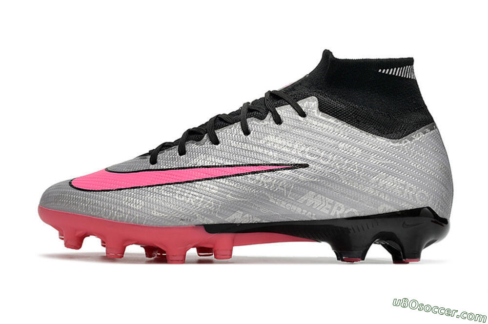 Nike Air Zoom Mercurial Superfly 9 Elite AG Artificial Grass Soccer Cleats - Sliver/Pink/Black 2