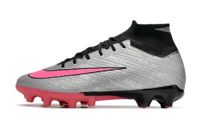 Nike Air Zoom Mercurial Superfly 9 Elite AG Artificial Grass Soccer Cleats - Sliver/Pink/Black