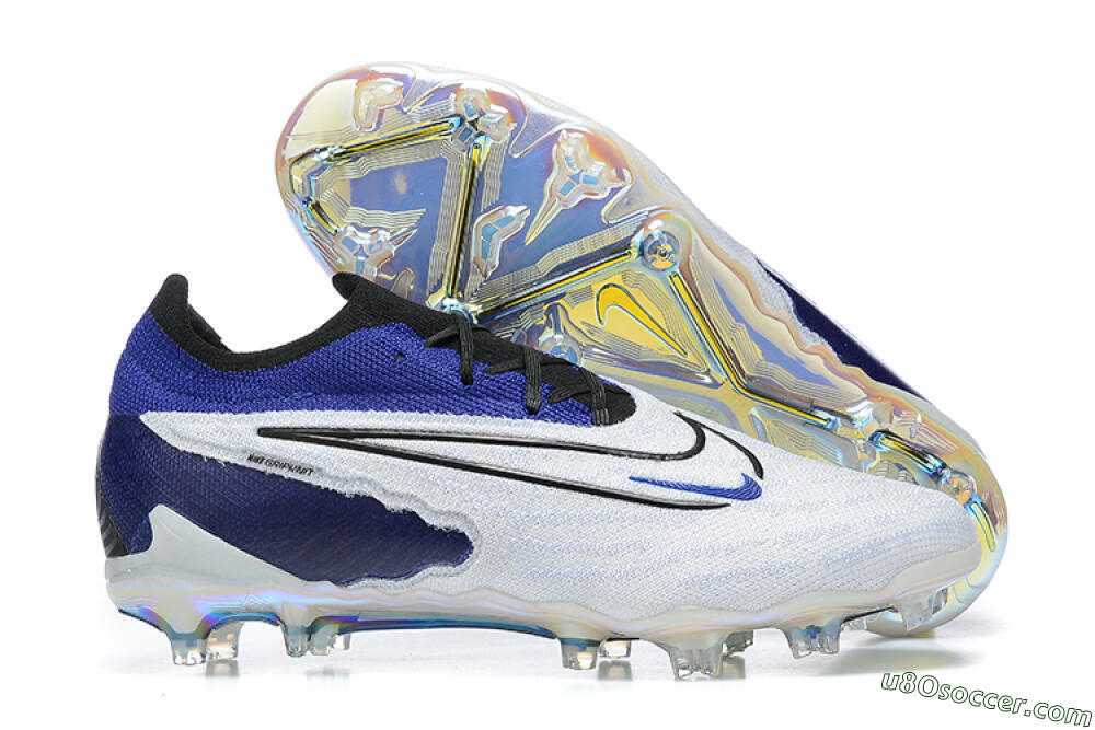 Nike Phantom GX Elite FG Firm Ground Soccer Cleats - White/Blue/Black 1