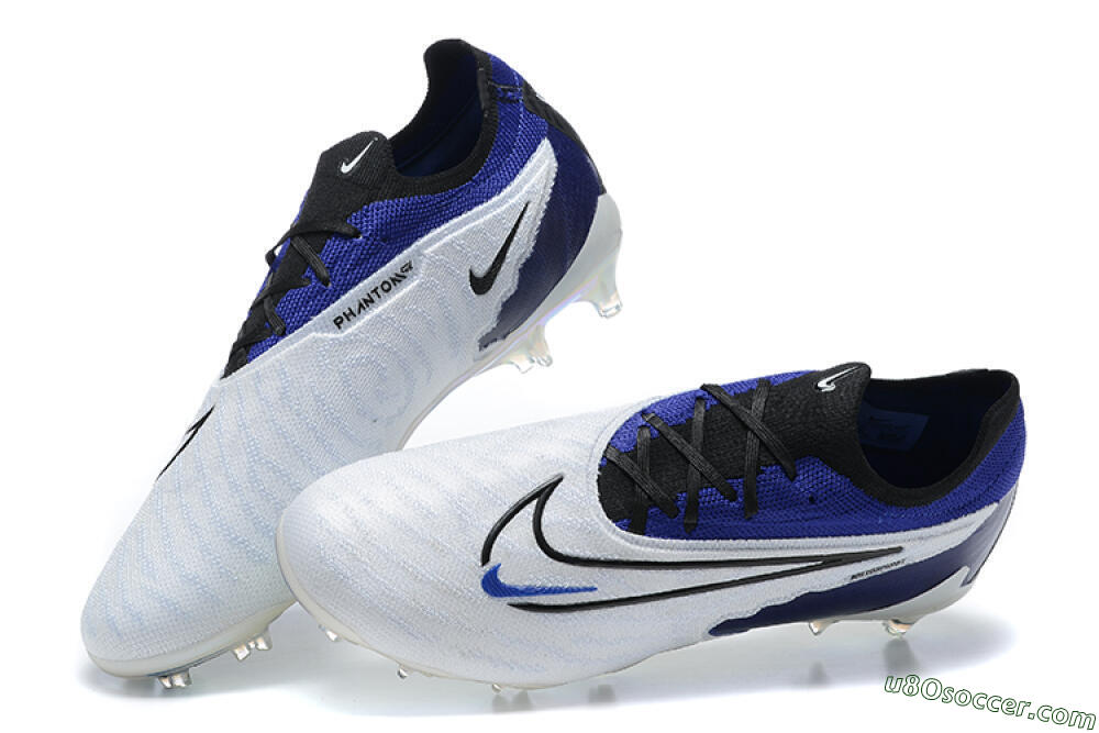 Nike Phantom GX Elite FG Firm Ground Soccer Cleats - White/Blue/Black 3
