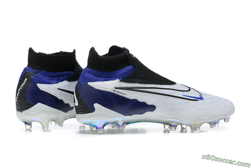 Nike Phantom GX Elite DF FG Firm Ground Soccer Cleats - White/Blue/Black 6