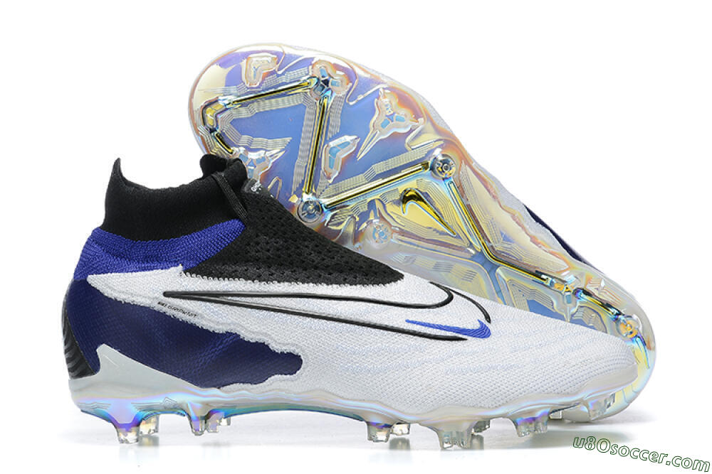 Nike Phantom GX Elite DF FG Firm Ground Soccer Cleats - White/Blue/Black 1