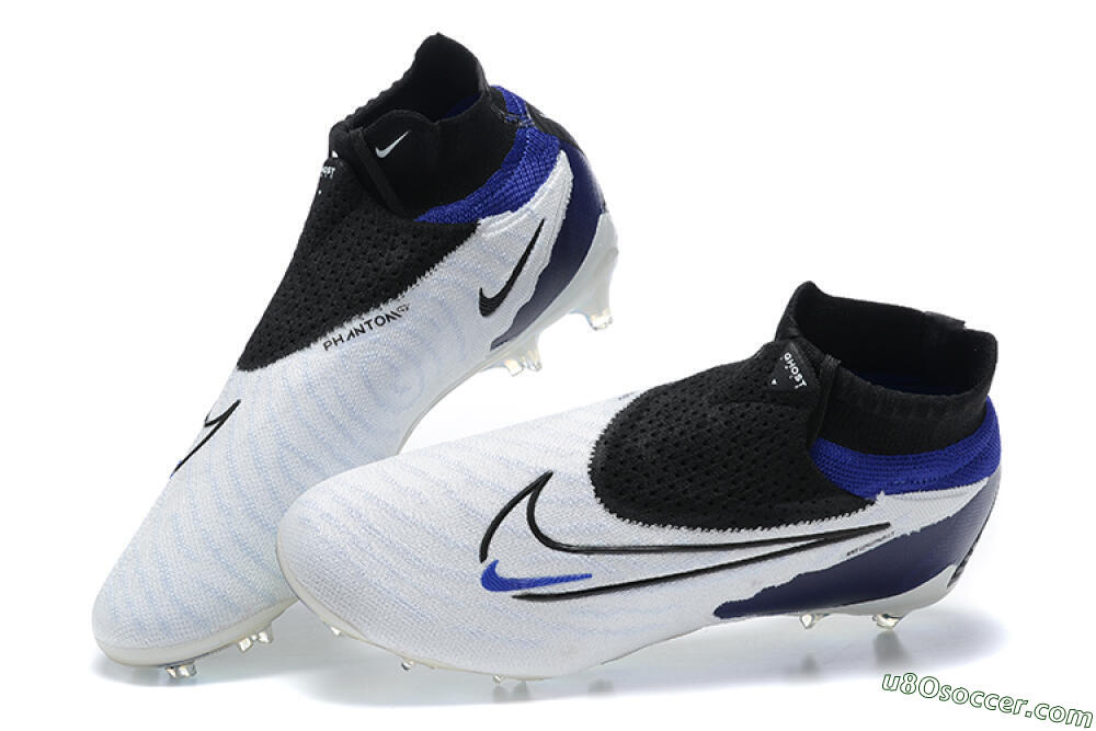 Nike Phantom GX Elite DF FG Firm Ground Soccer Cleats - White/Blue/Black 3