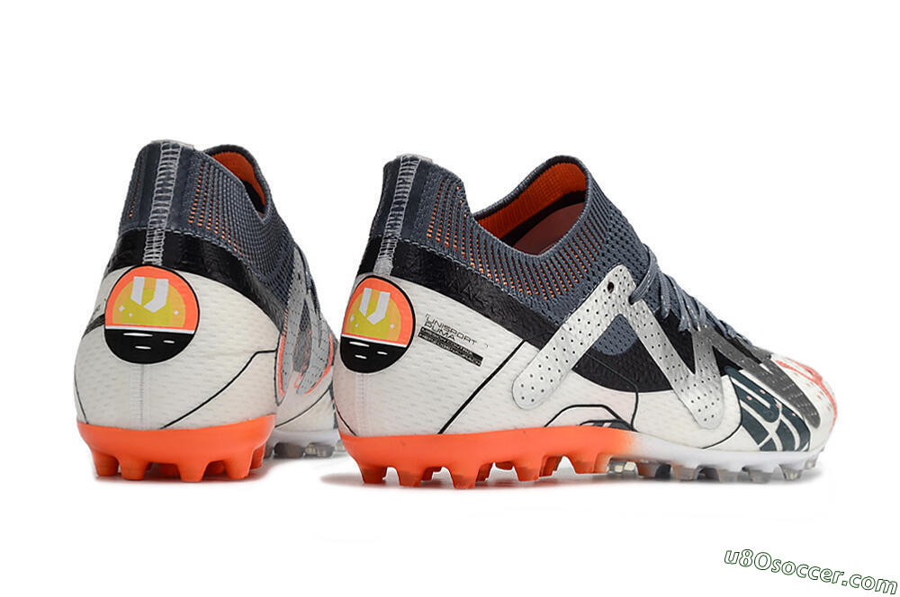 Puma Future Ultimate MG Multi Ground Soccer Cleats - White/Grey/Orange 6