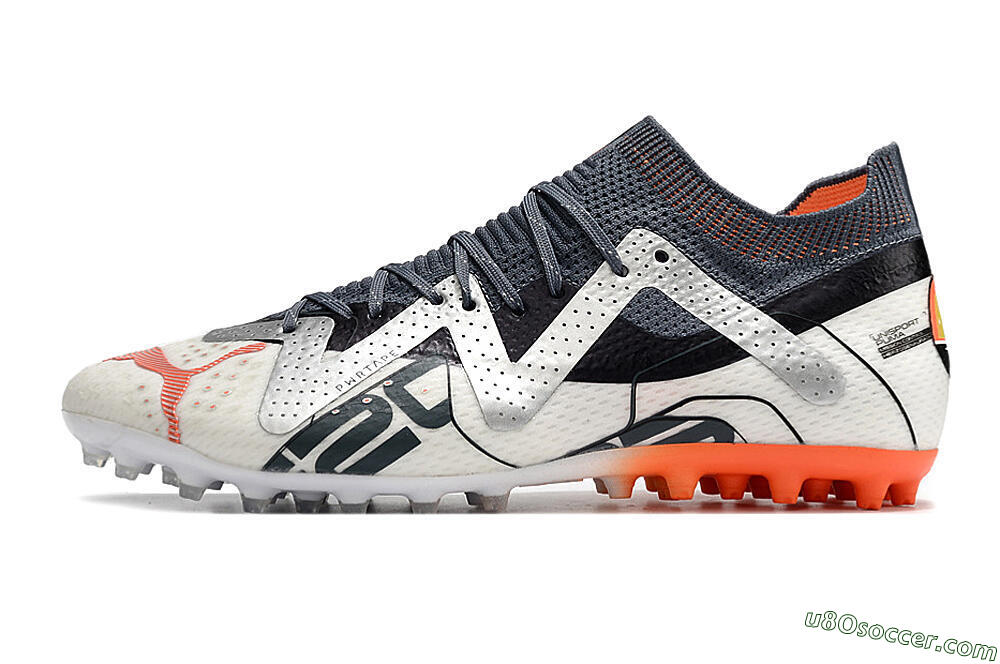 Puma Future Ultimate MG Multi Ground Soccer Cleats - White/Grey/Orange 2