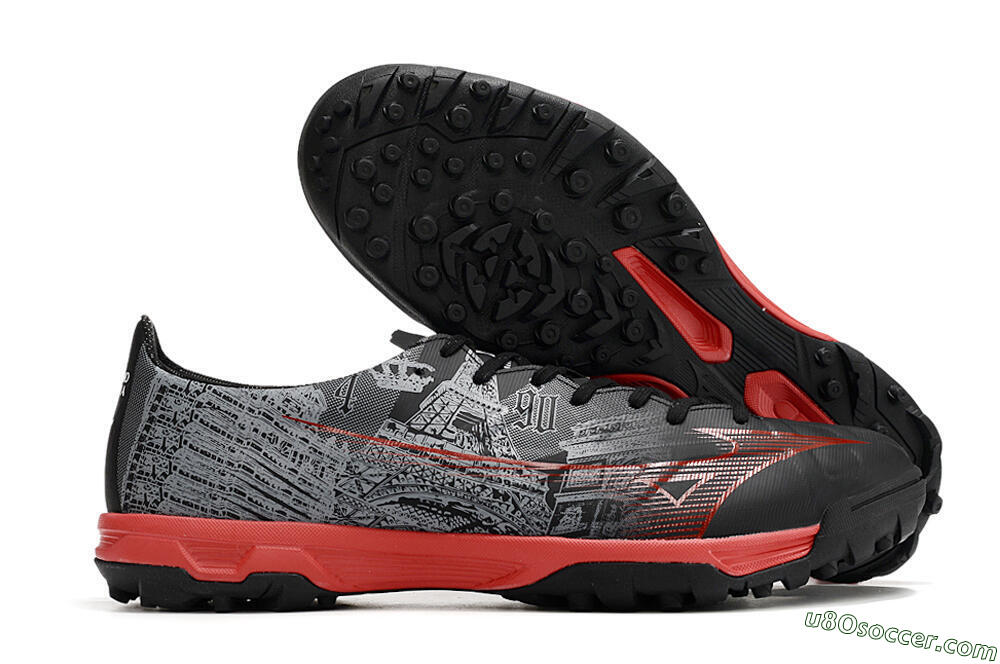 Mizuno Alpha Made in Japan TF Artificial Turf Soccer Shoes - Gery/Black/Red 1