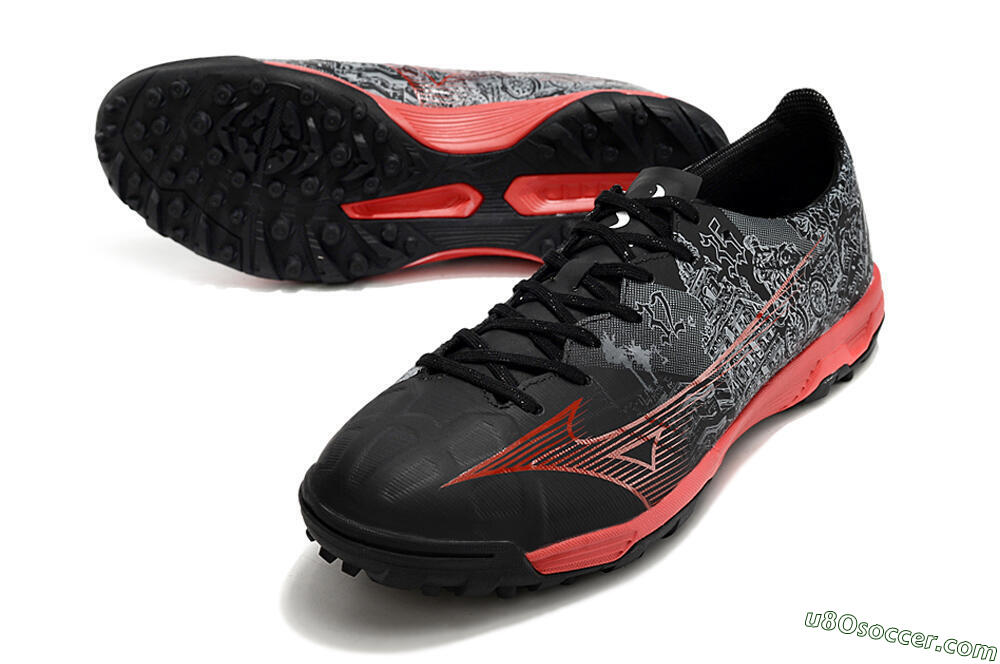 Mizuno Alpha Made in Japan TF Artificial Turf Soccer Shoes - Gery/Black/Red 3