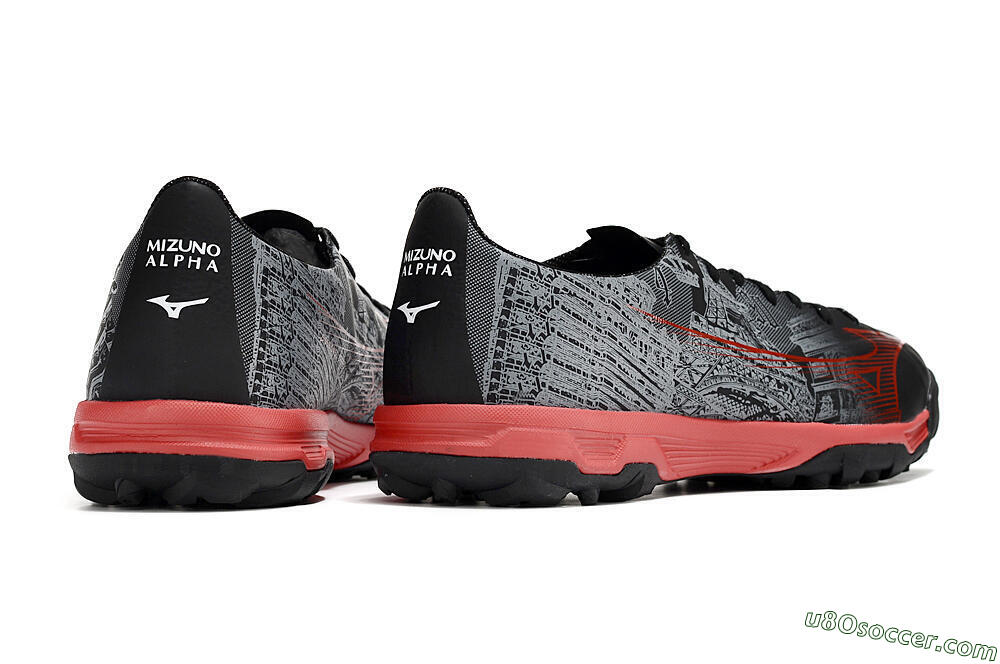 Mizuno Alpha Made in Japan TF Artificial Turf Soccer Shoes - Gery/Black/Red 6