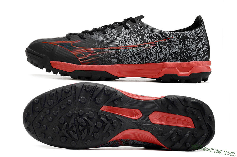 Mizuno Alpha Made in Japan TF Artificial Turf Soccer Shoes - Gery/Black/Red 0