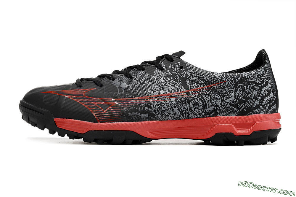 Mizuno Alpha Made in Japan TF Artificial Turf Soccer Shoes - Gery/Black/Red 2