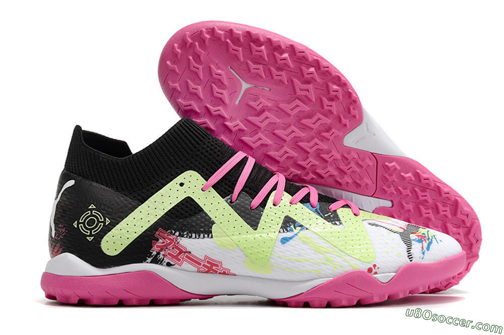 Puma Future X Powercat Tokyo Match TF Artificial Turf Soccer Shoes - White/Black/Pink/Yellow 1