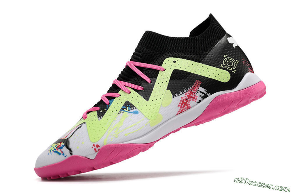 Puma Future X Powercat Tokyo Match TF Artificial Turf Soccer Shoes - White/Black/Pink/Yellow 5