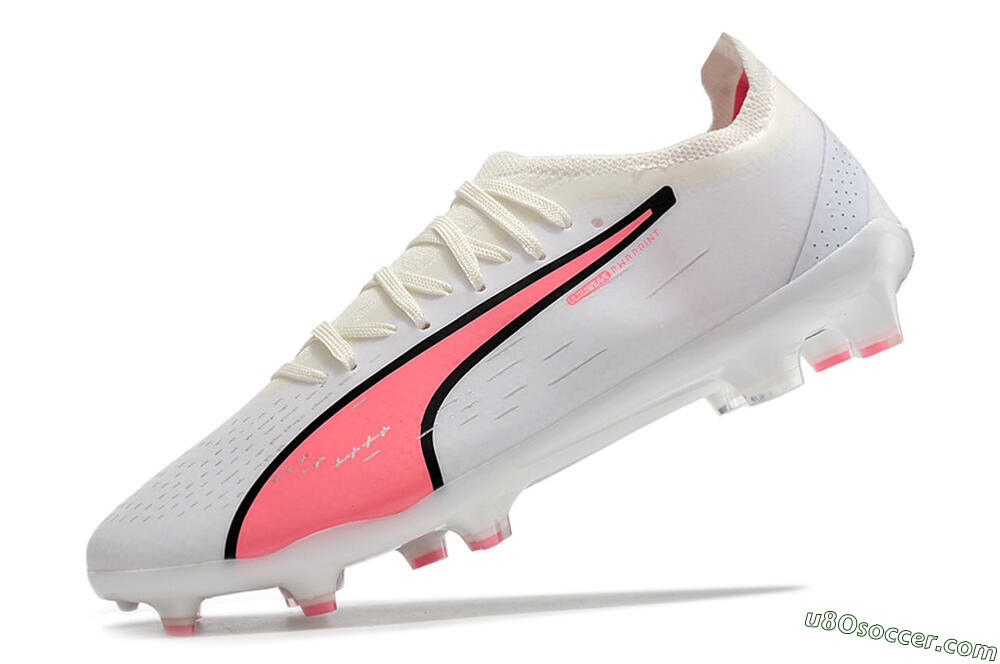 Puma Ultra Ultimate FG Firm Ground Soccer Cleats - White/Pink/Black 5
