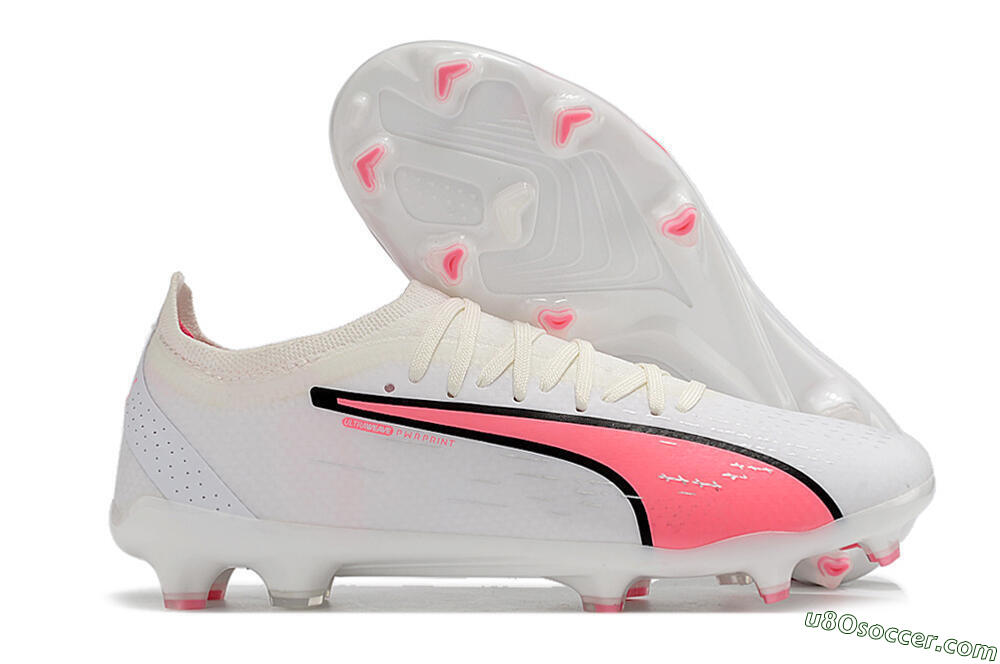 Puma Ultra Ultimate FG Firm Ground Soccer Cleats - White/Pink/Black 1