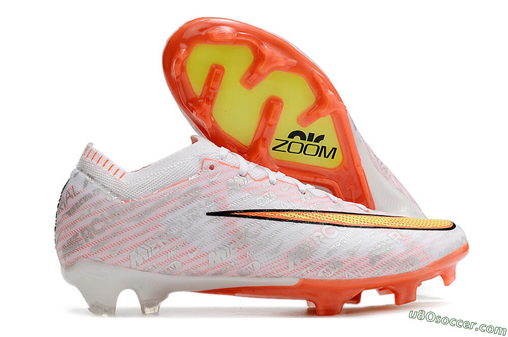 Nike Air Zoom Mercurial Vapor 15 Elite FG Firm Ground Soccer Cleats - White/Orange/Sliver 1