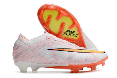 Nike Air Zoom Mercurial Vapor 15 Elite FG Firm Ground Soccer Cleats - White/Orange/Sliver