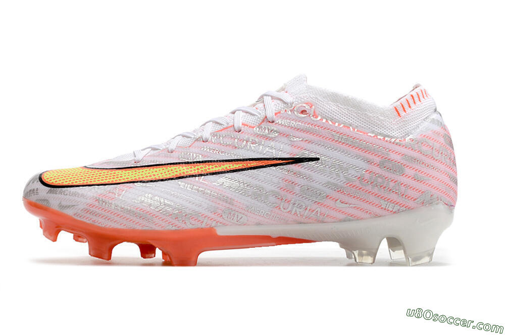 Nike Air Zoom Mercurial Vapor 15 Elite FG Firm Ground Soccer Cleats - White/Orange/Sliver 2
